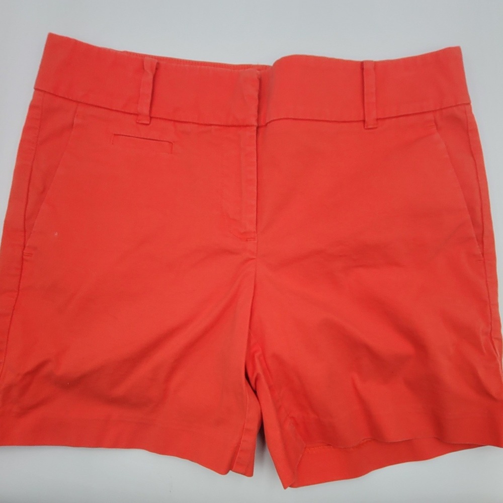 Ann Taylor Devin Fit Orange Red Chino Shorts Womens Size 2 Mid Rise Preppy